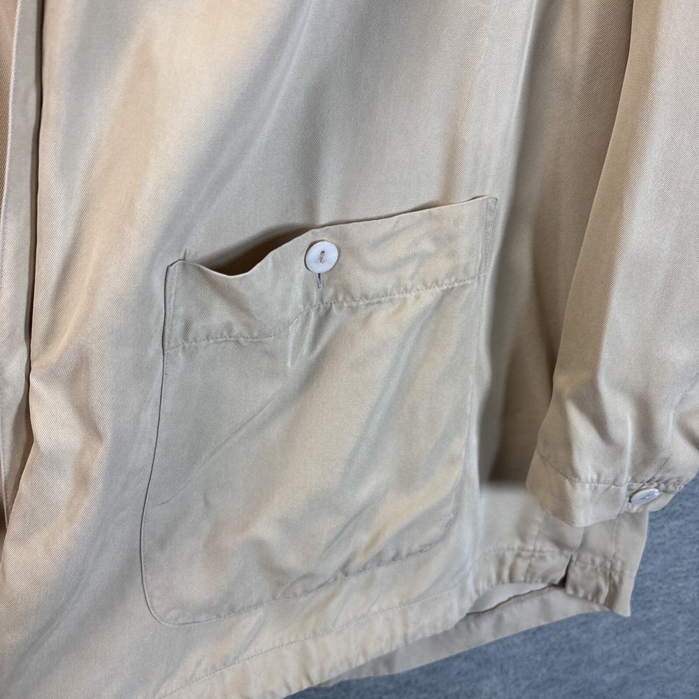 Vintage Liz & Me Silk Shirt Smock 1X P Big Pockets Beige Lagenlook Button Top - Picture 6 of 16